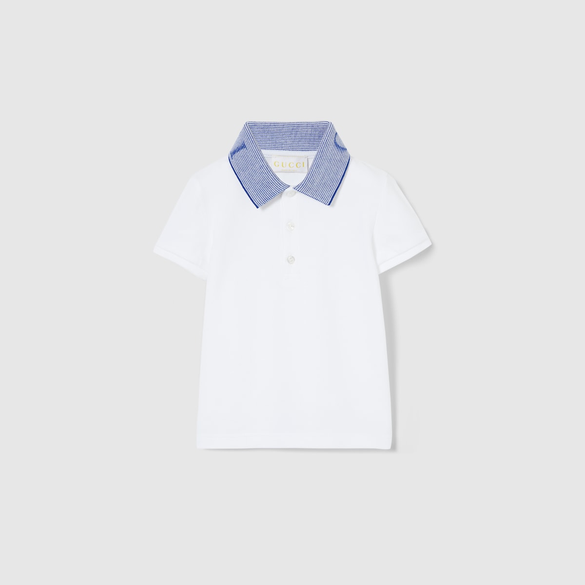 Baby cotton polo shirt with embroidery in white - thumbnail 3