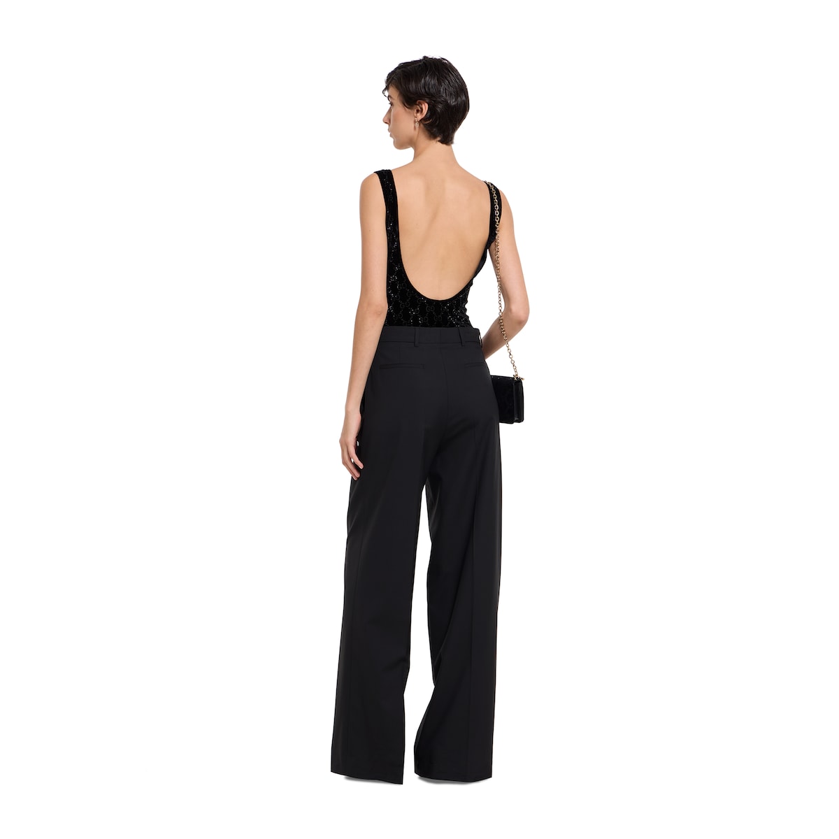 Light wool pant with embroidery in black - thumbnail 2