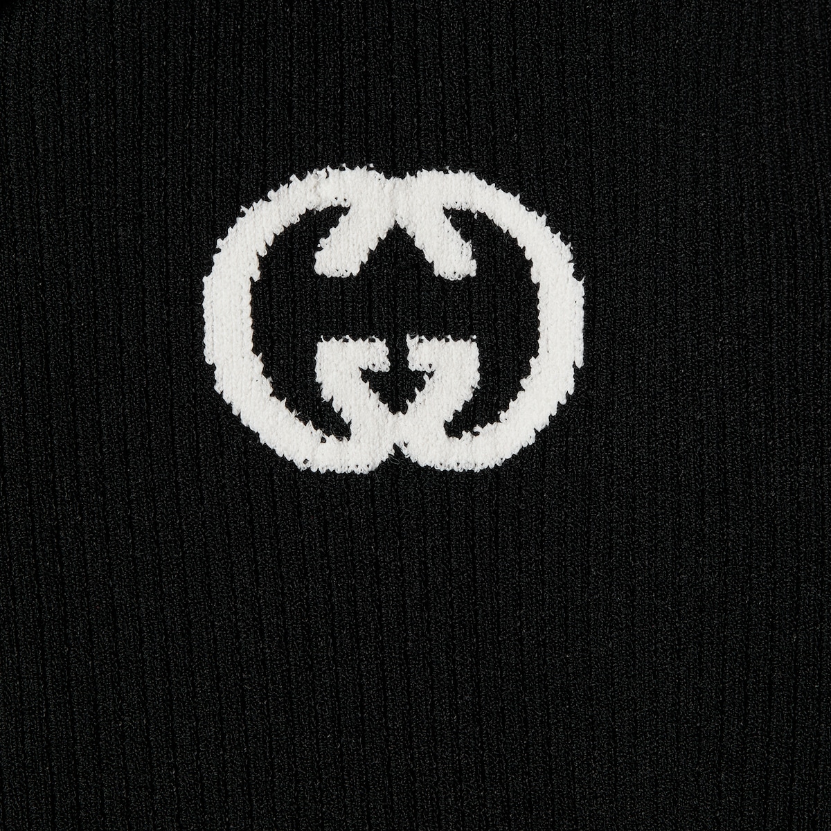 Ribbed zip jacket with intarsia in black | GUCCI® US