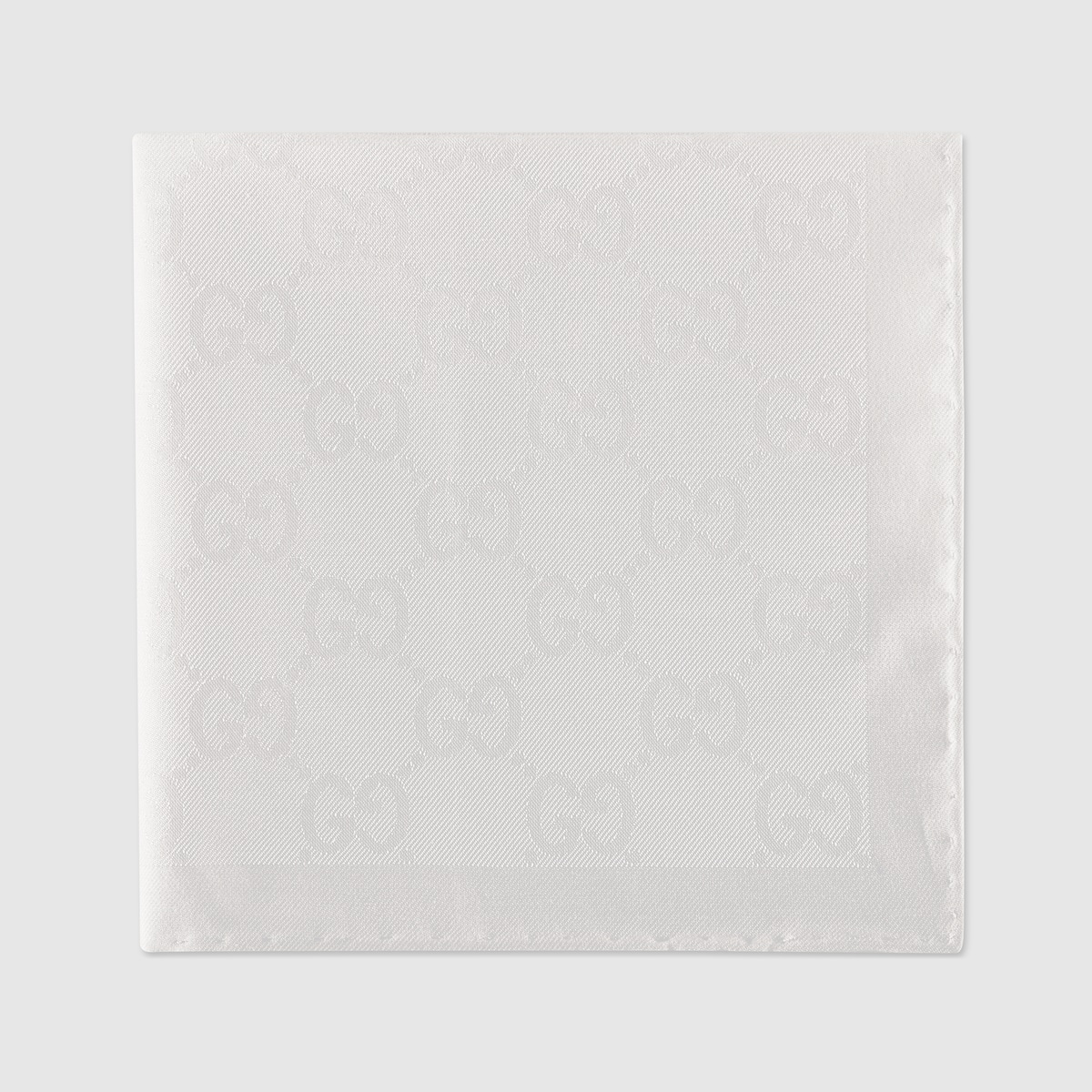 GG cotton silk pocket square in white - thumbnail 2