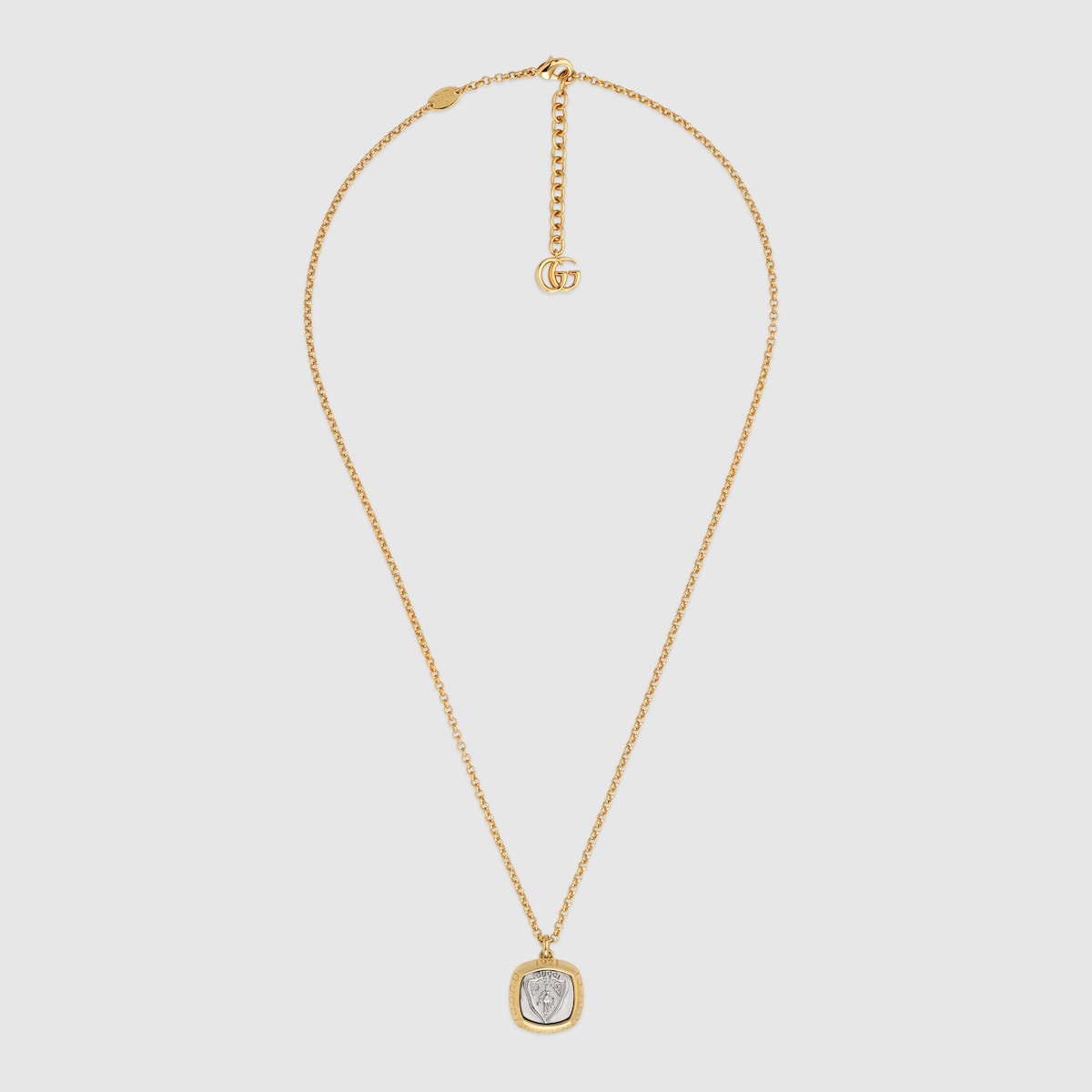 Gucci crest pendant necklace in gold-toned brass | GUCCI® SG