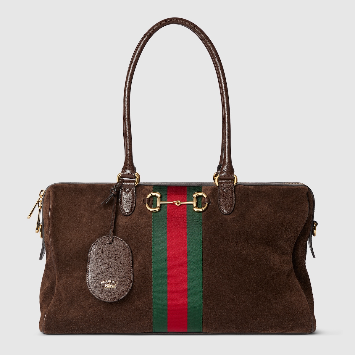Gucci Borsetto large boston bag in dark brown suede | GUCCI® US