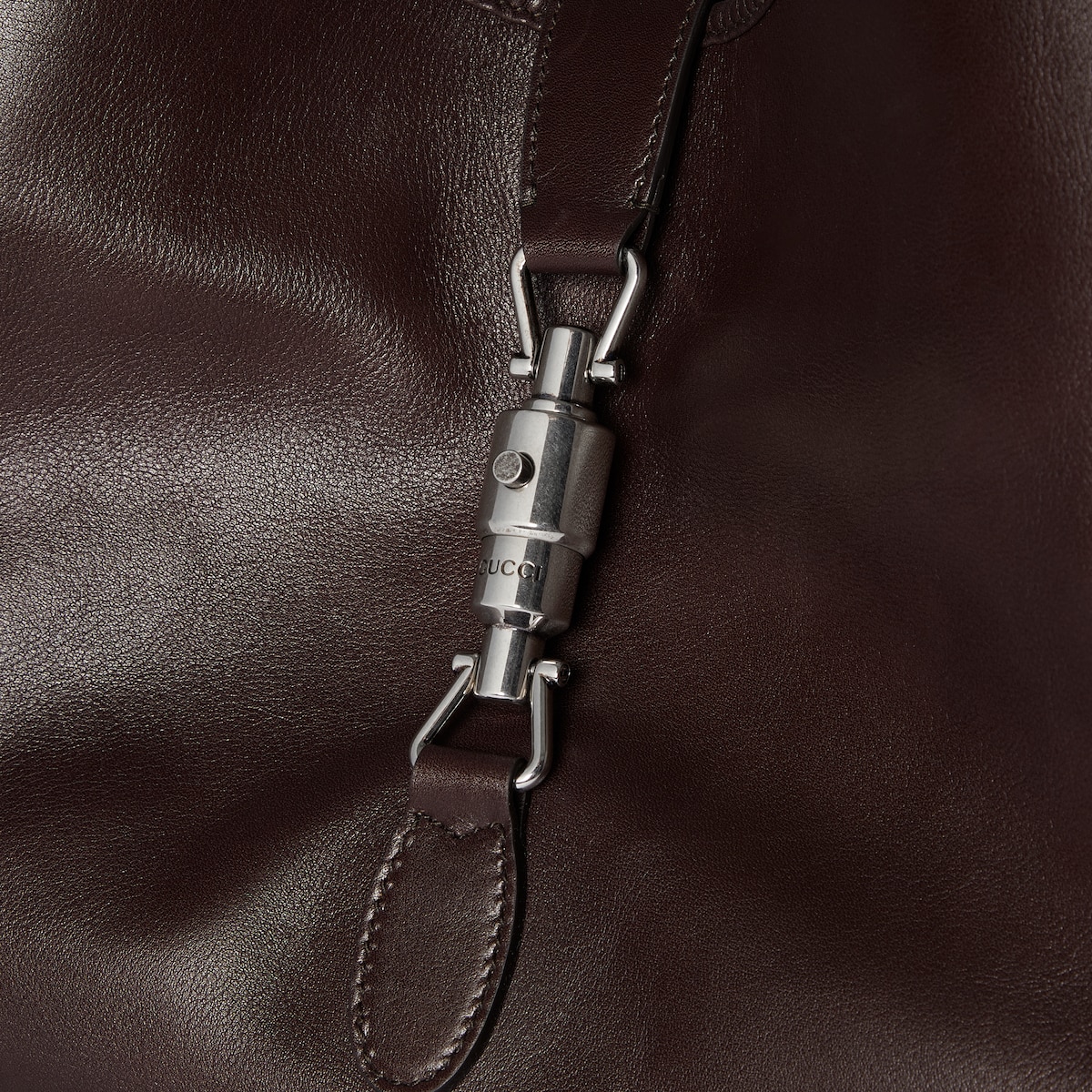 Mercato medium tote bag in dark brown leather - thumbnail 5