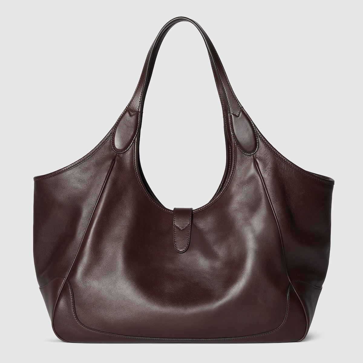 Mercato medium tote bag in dark brown leather - thumbnail 3