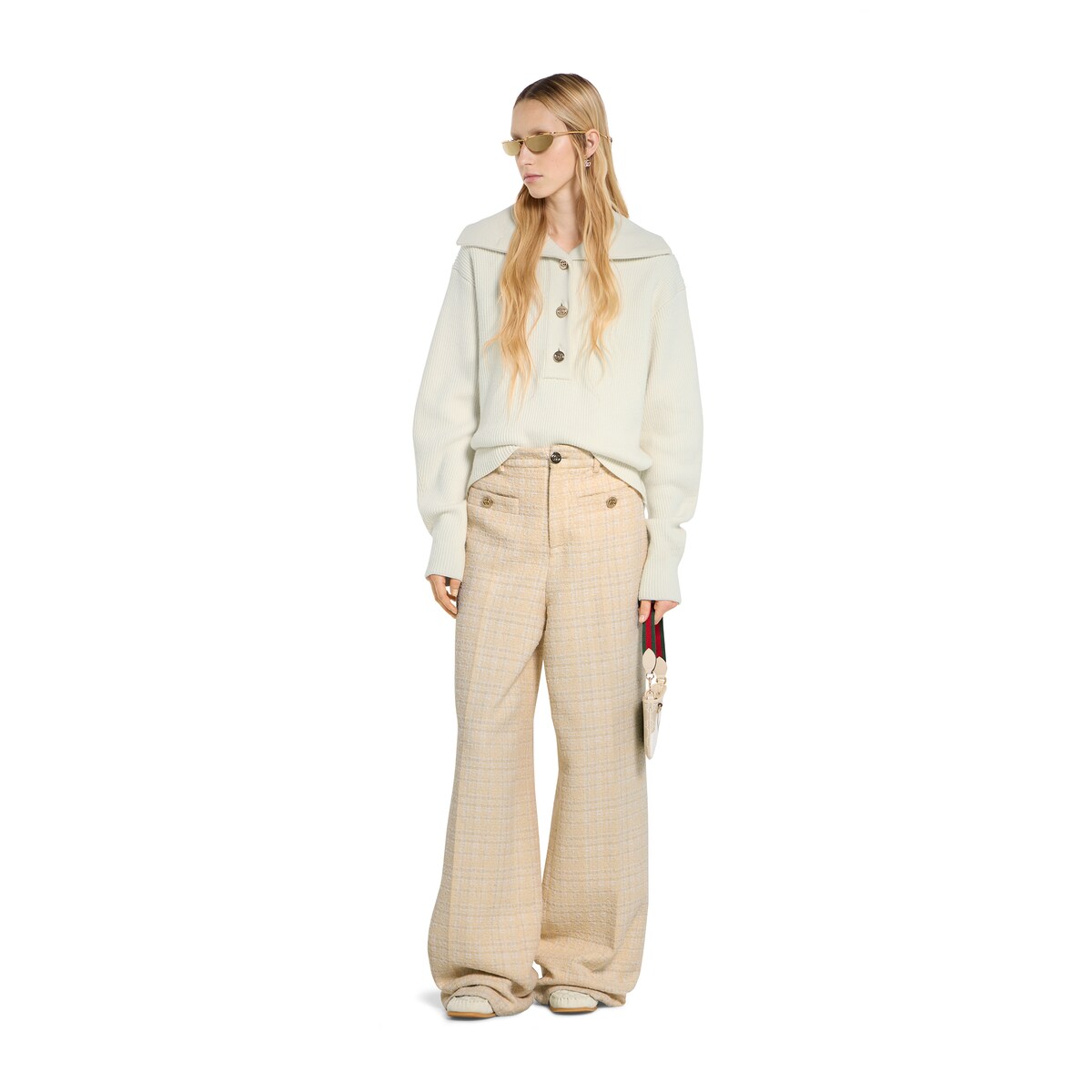 Women's GG crystal driver loafer in white suede | GUCCI® US