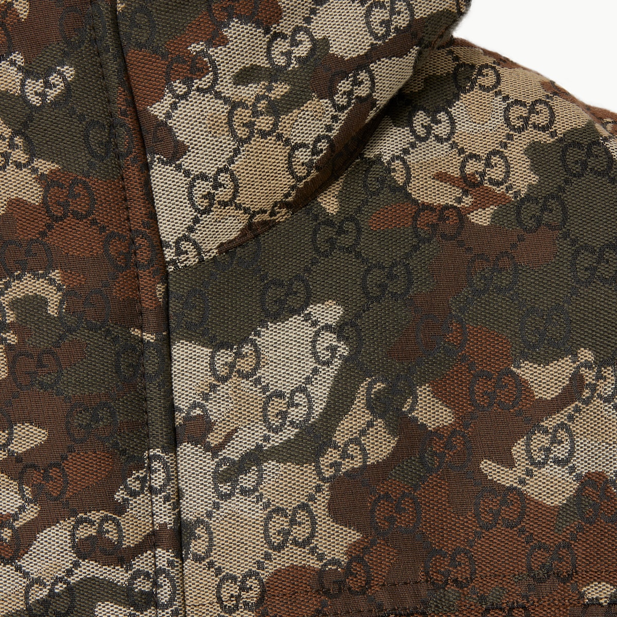 GG marbled cotton jacquard padded jacket in green and brown | GUCCI® US