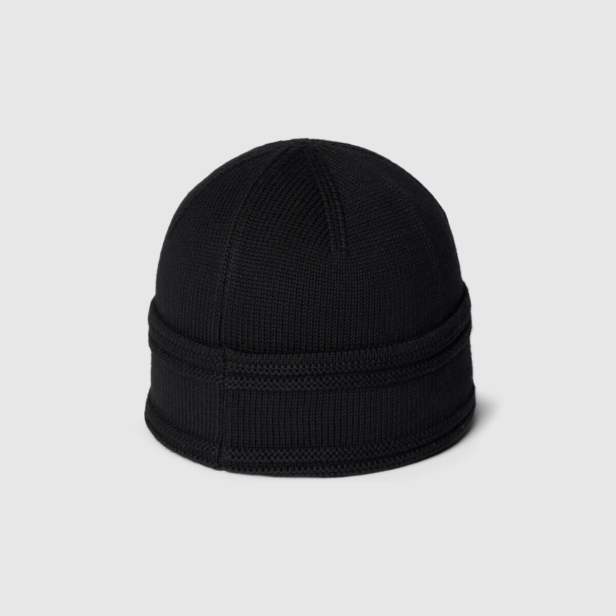 Knit wool hat with Gucci logo in black - thumbnail 3