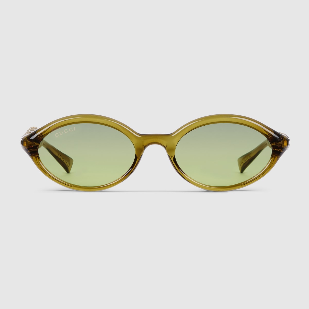 Oval frame sunglasses in transparent green | GUCCI® US