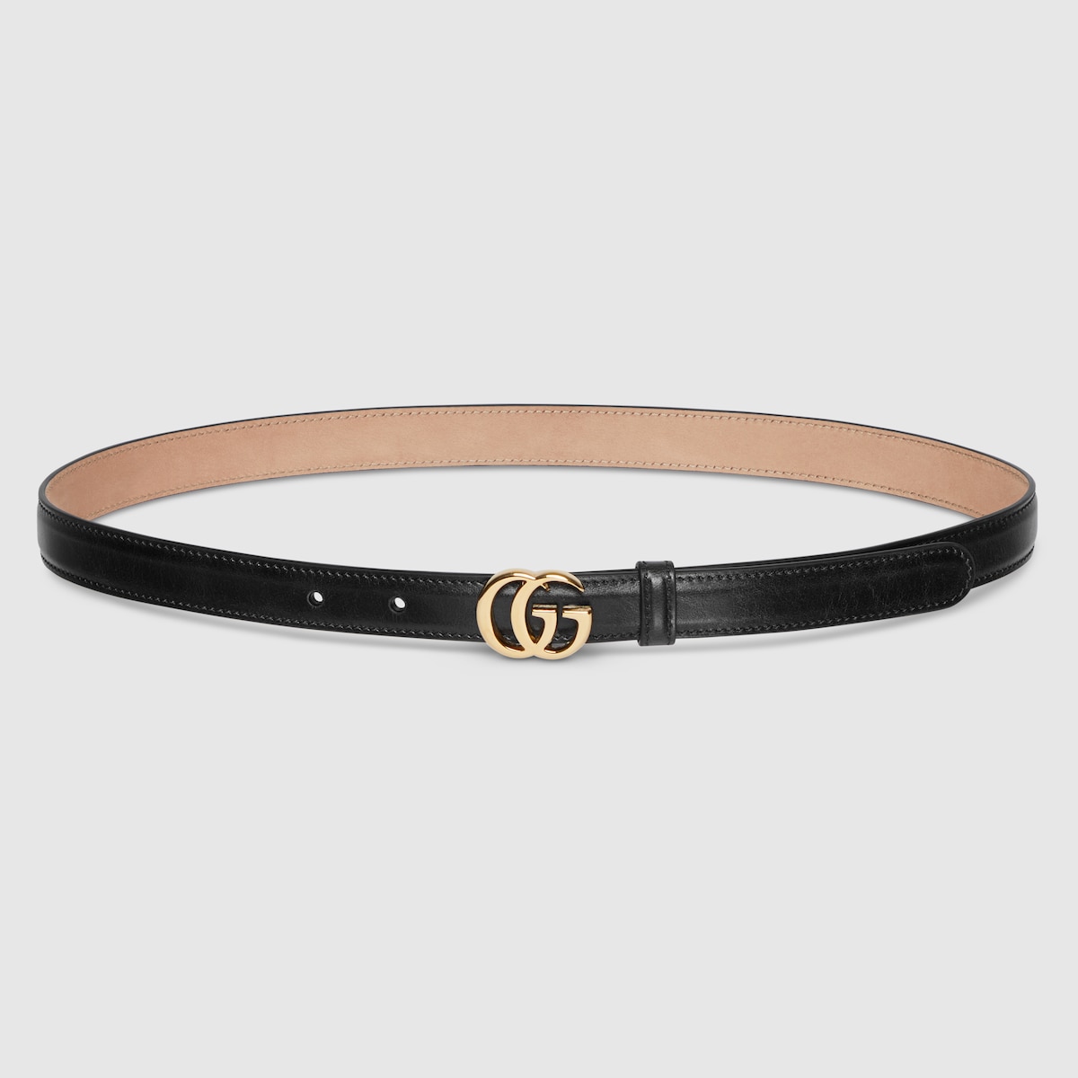 GG Marmont thin belt in black leather | GUCCI® US display picture 2