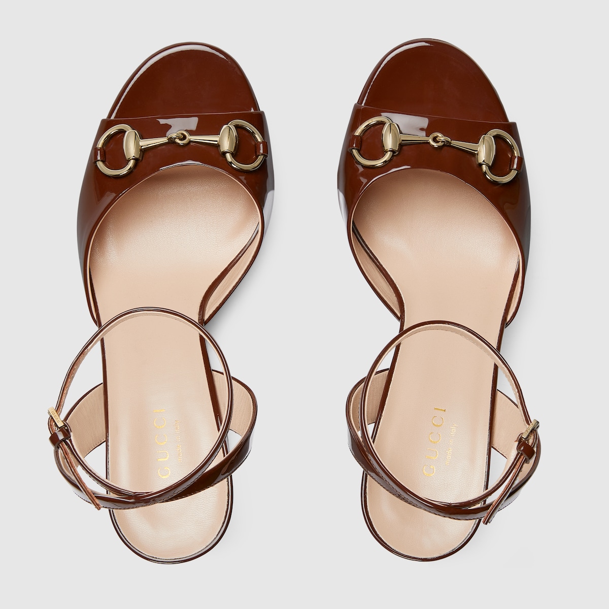 Women's Horsebit platform sandal in dark brown patent leather - thumbnail 4