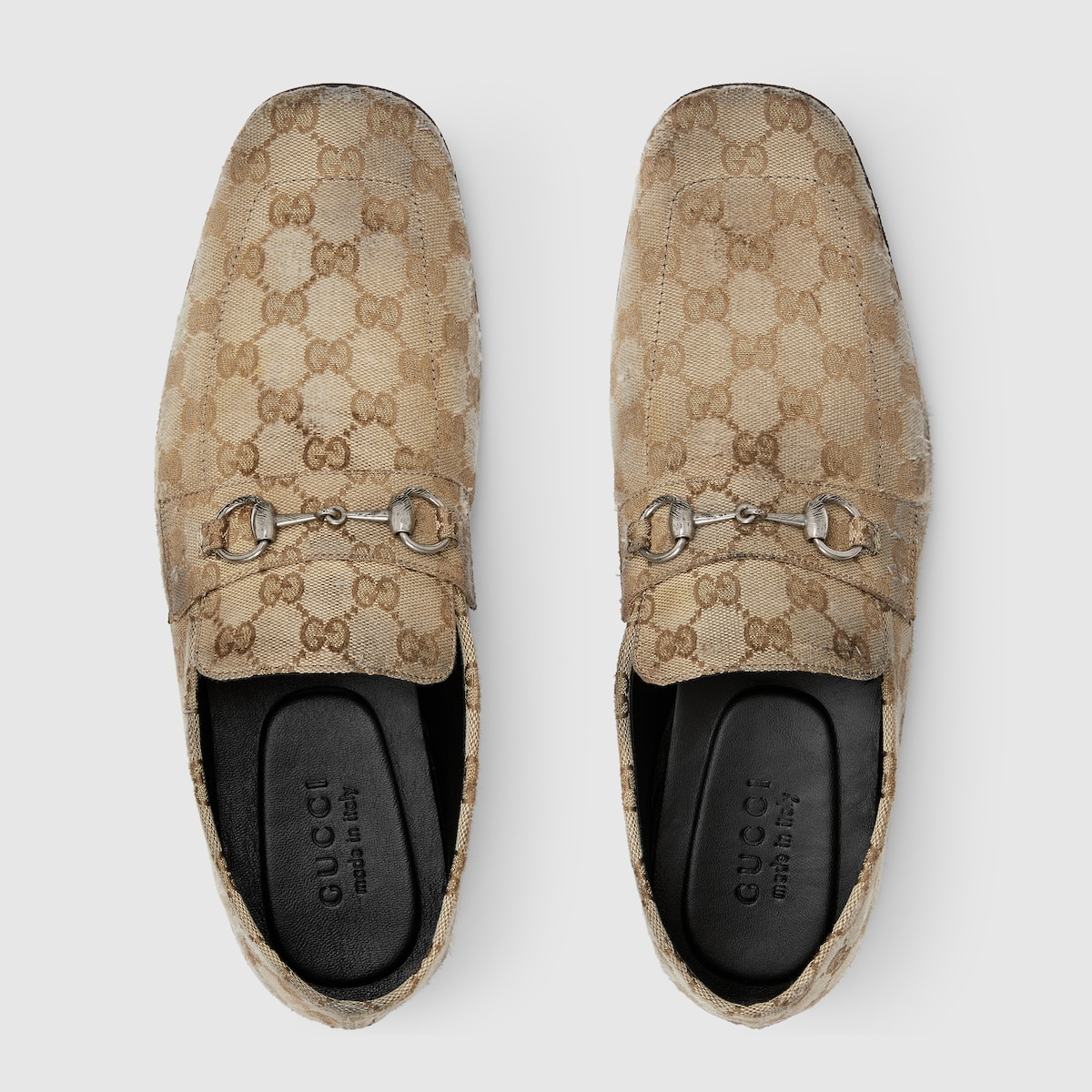 Men's worn-out effect Ragazzo loafer in sand GG canvas - thumbnail 6