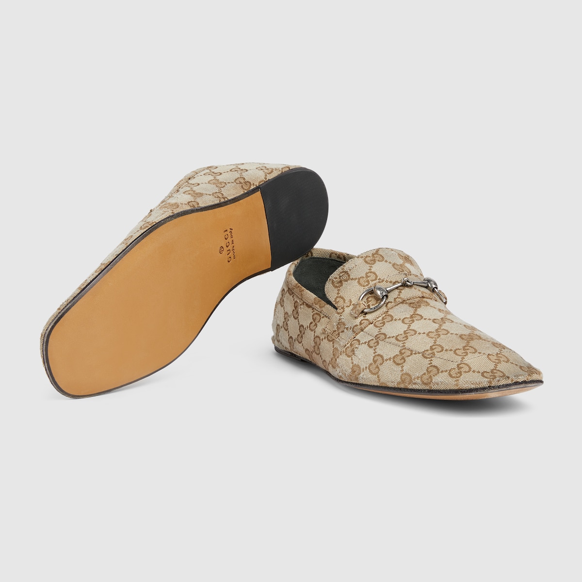Men's worn-out effect Ragazzo loafer in sand GG canvas - thumbnail 7