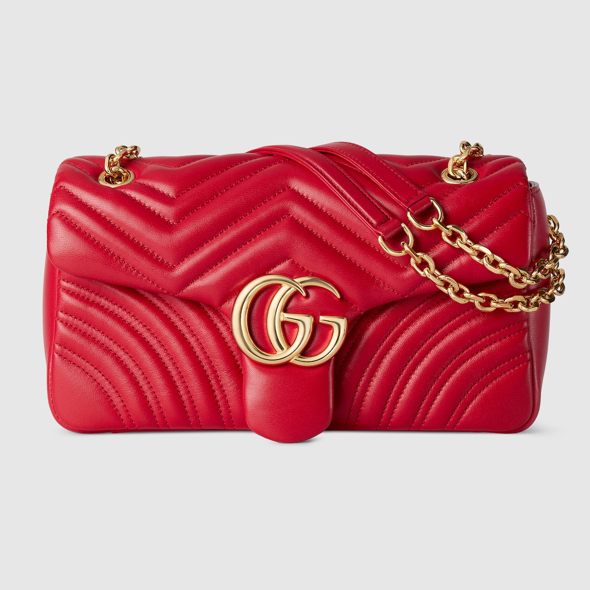GG Marmont medium shoulder bag in red leather - thumbnail 8