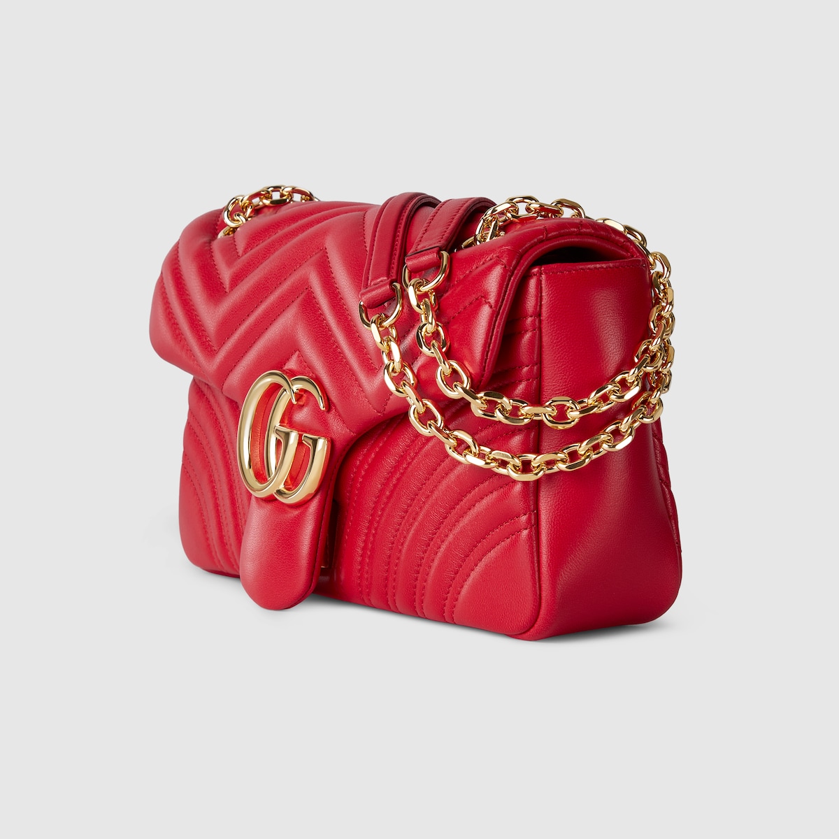 GG Marmont medium shoulder bag in red leather - thumbnail 6