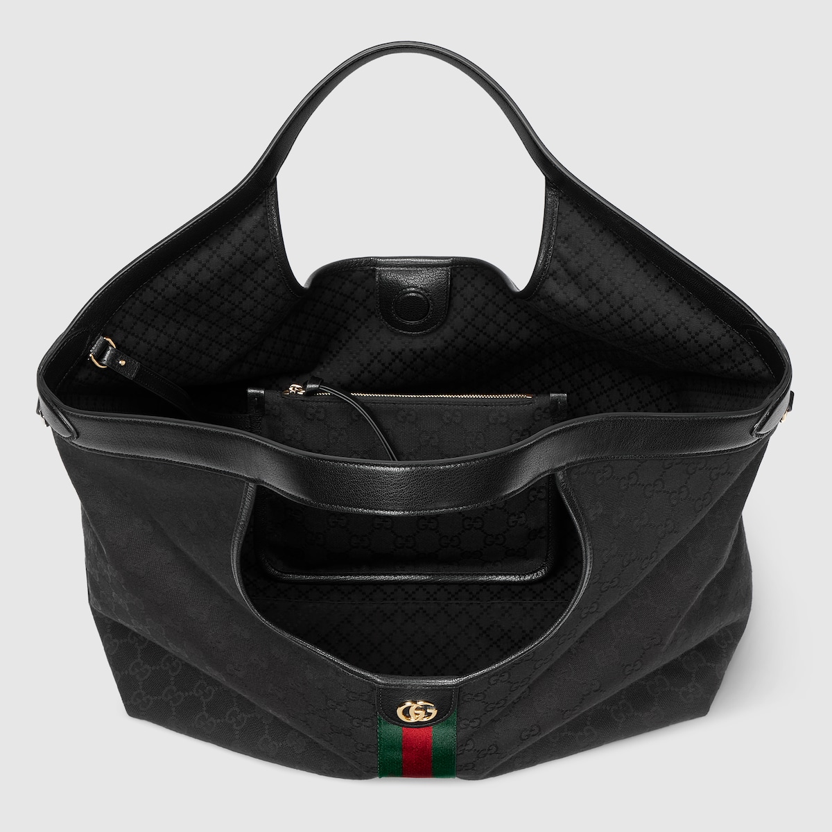 GUCCI 25S GIGLIO LARGE TOTE BAG 25 CM IN CHARCOAL GRAY CANVAS