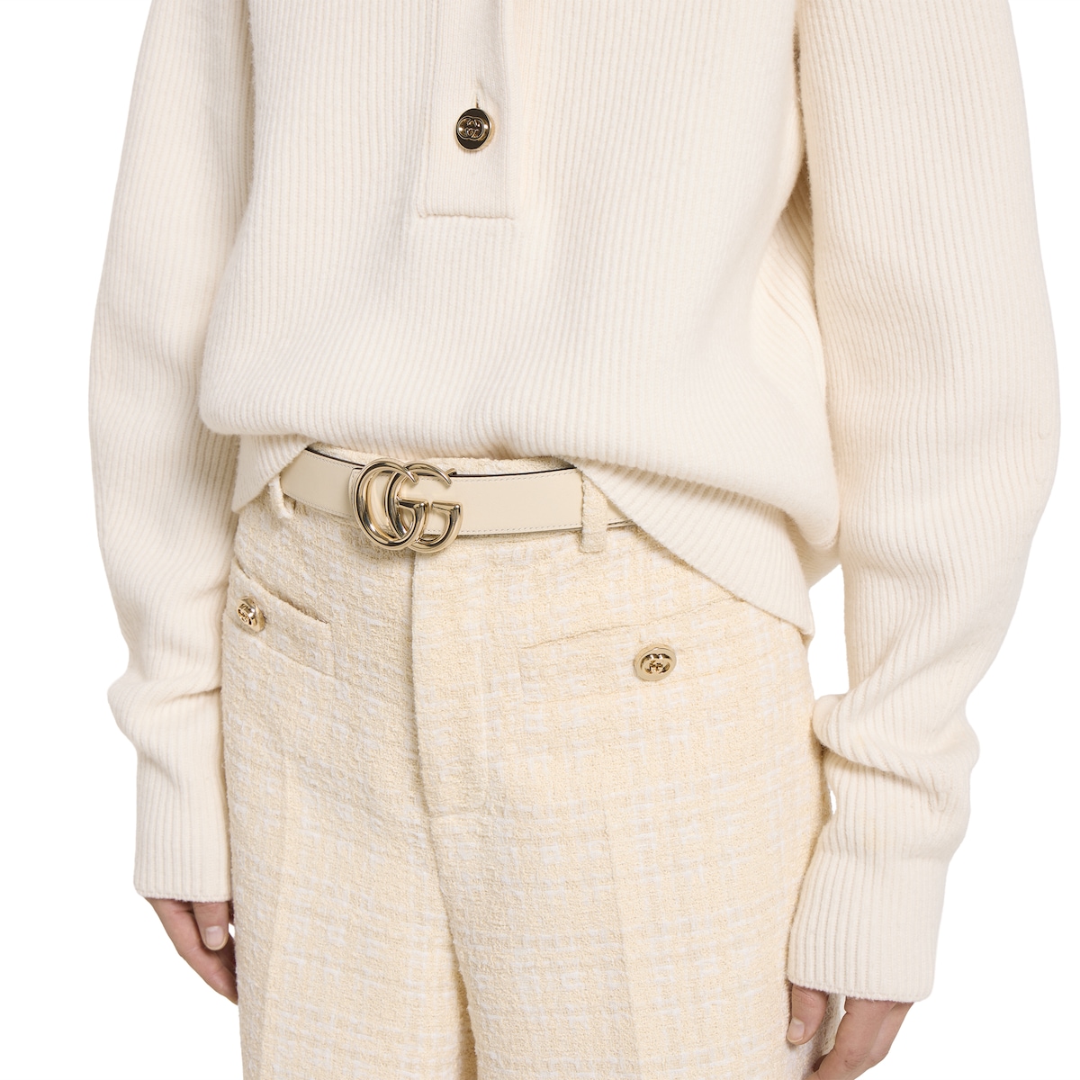 Reversible GG Marmont belt in beige Supreme and ivory leather