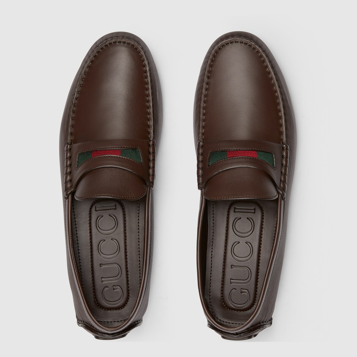 Men's driver with Web detail in dark brown leather - thumbnail 4