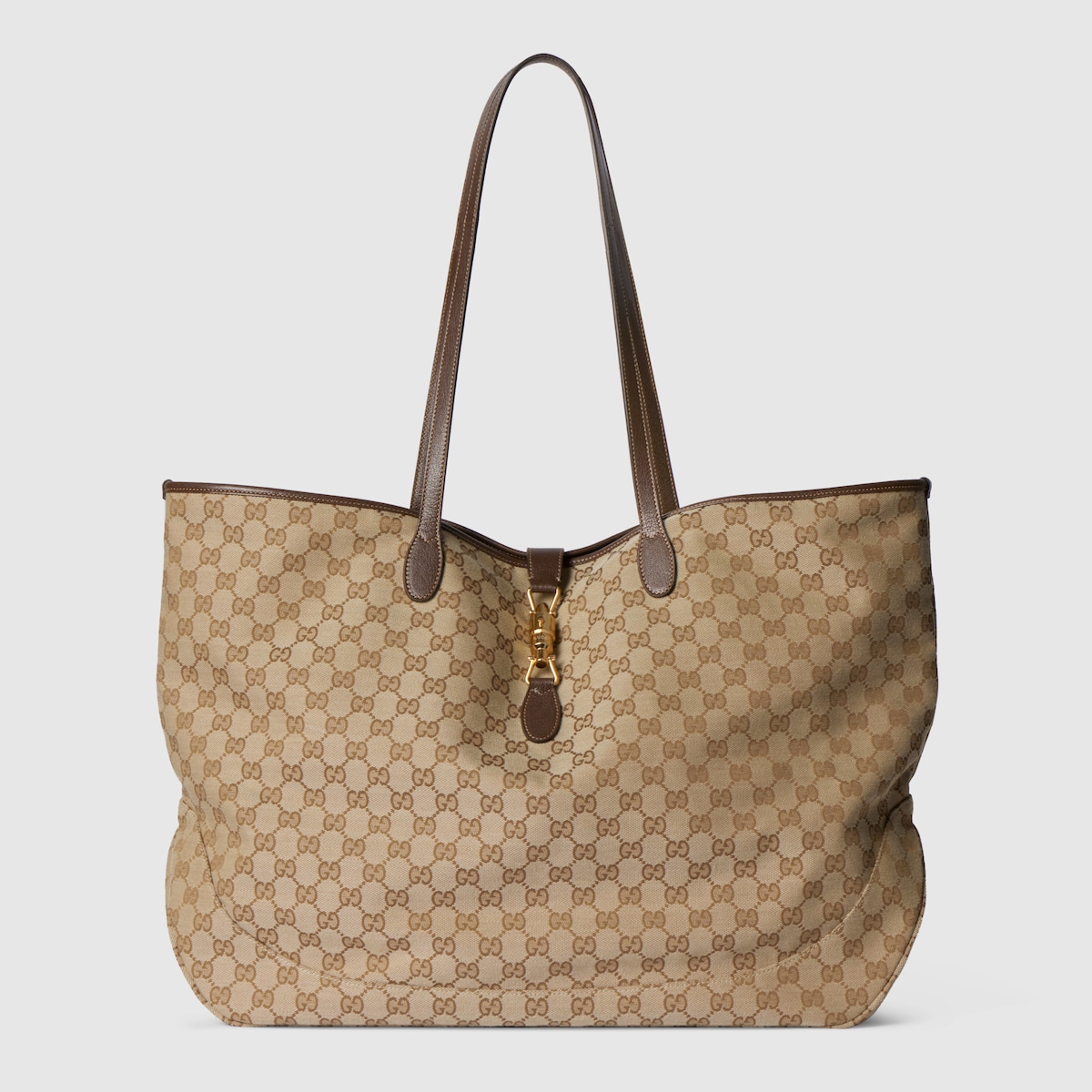 Gucci Jackie large tote bag in sand and brown GG canvas - thumbnail 8