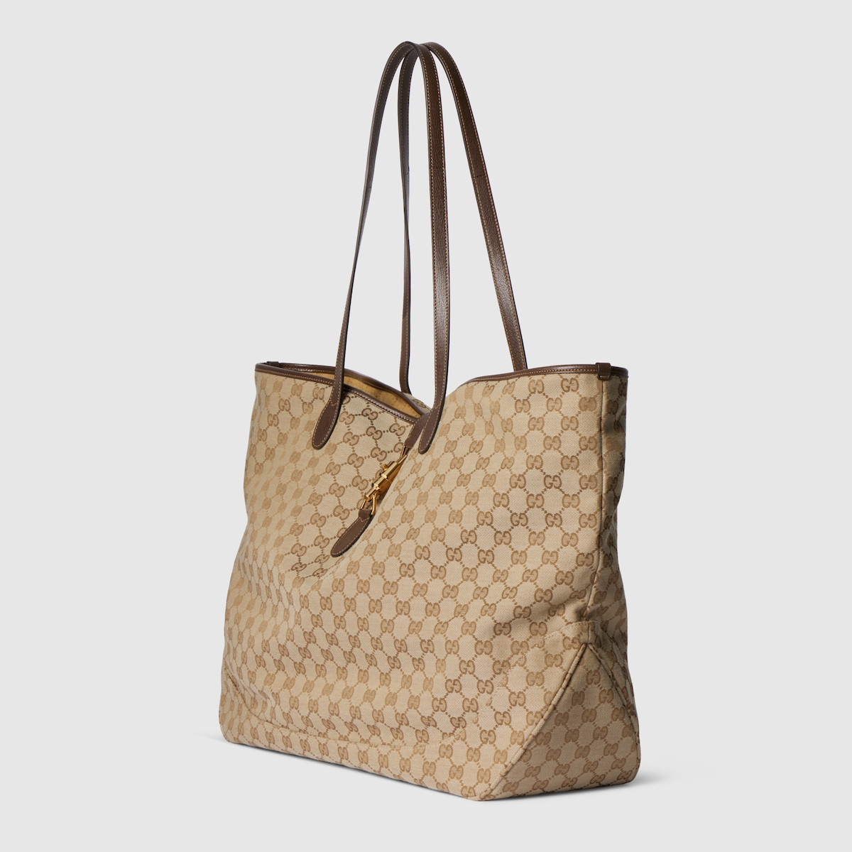Gucci Jackie large tote bag in sand and brown GG canvas - thumbnail 6