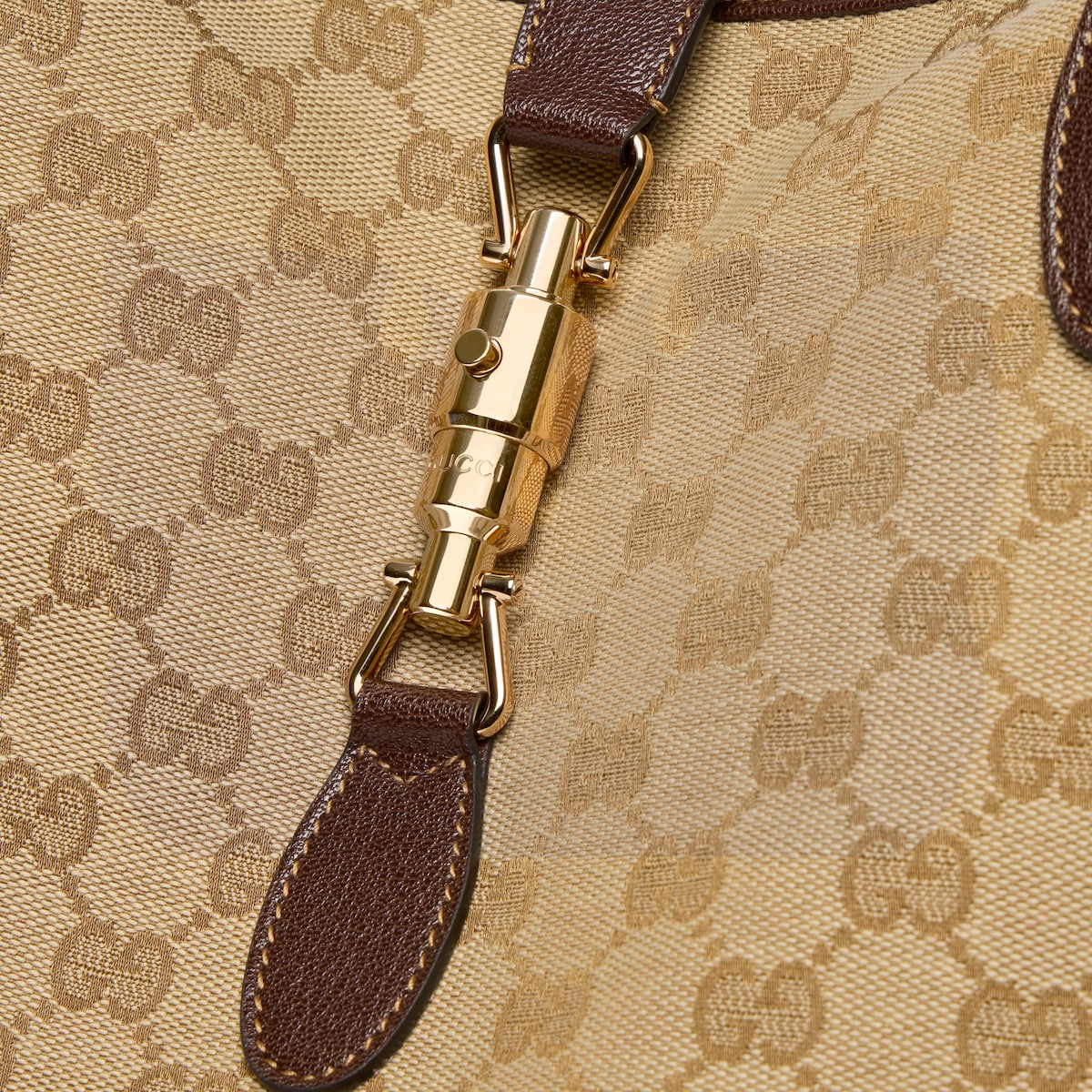 Gucci Jackie large tote bag in sand and brown GG canvas - thumbnail 7
