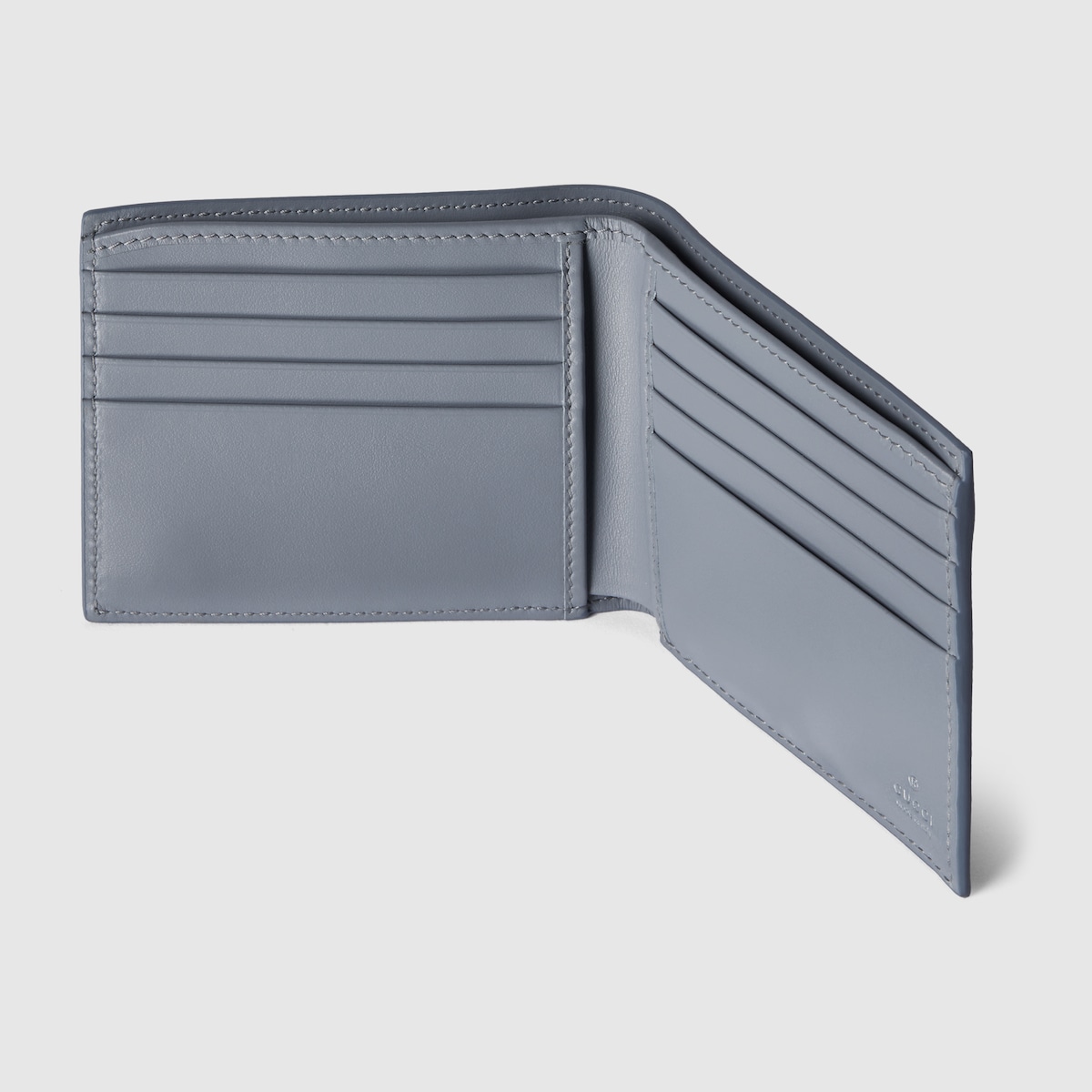 Dusty blue interior GG bi-fold wallet in dark blue GG Supreme