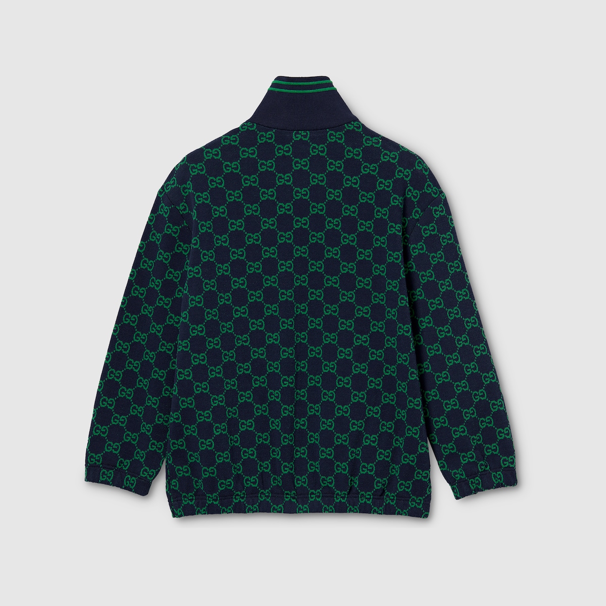 Children's GG cotton zip jacket in navy and green