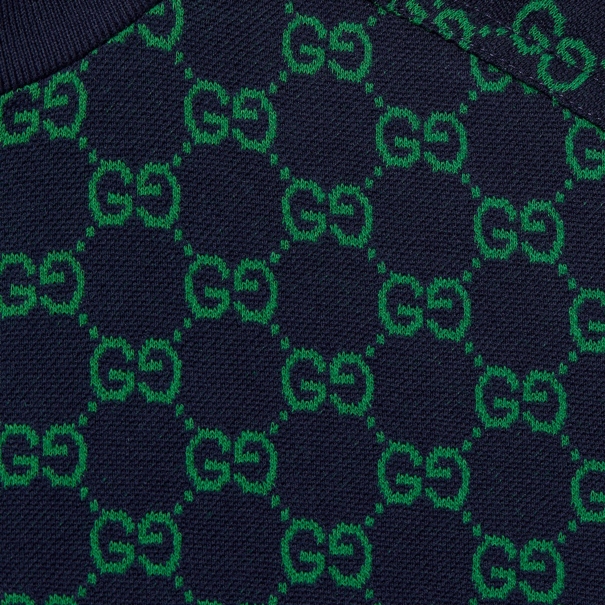 Children's GG cotton zip jacket in navy and green - thumbnail 2