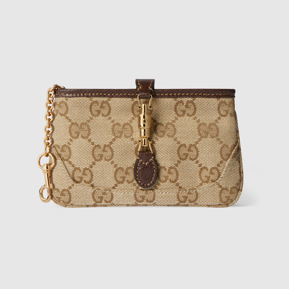 Gucci Jackie ジップ キーポーチ ・サンド＆ブラウン GGキャンバス