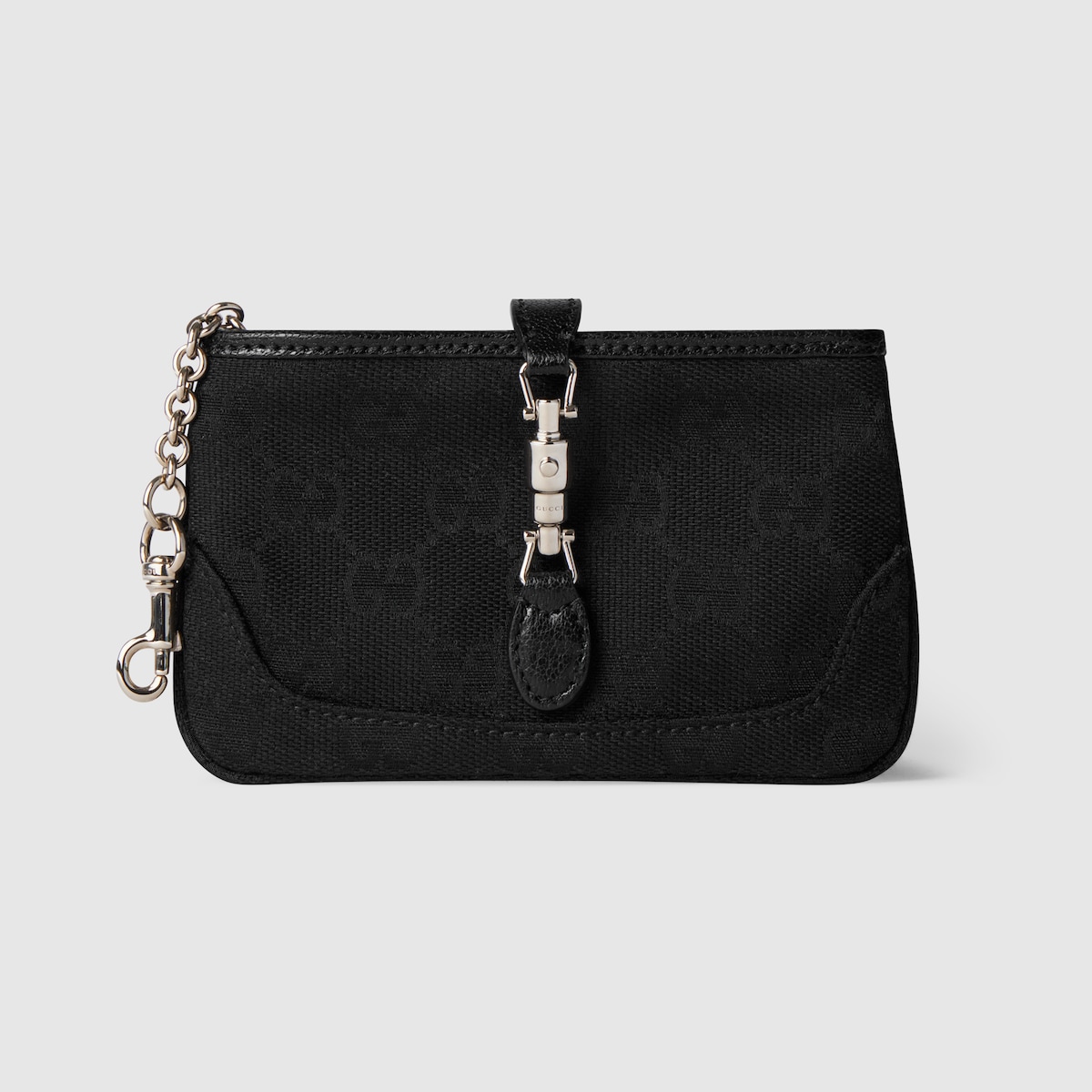 Gucci Jackie zip key pouch in black GG canvas | GUCCI® SI