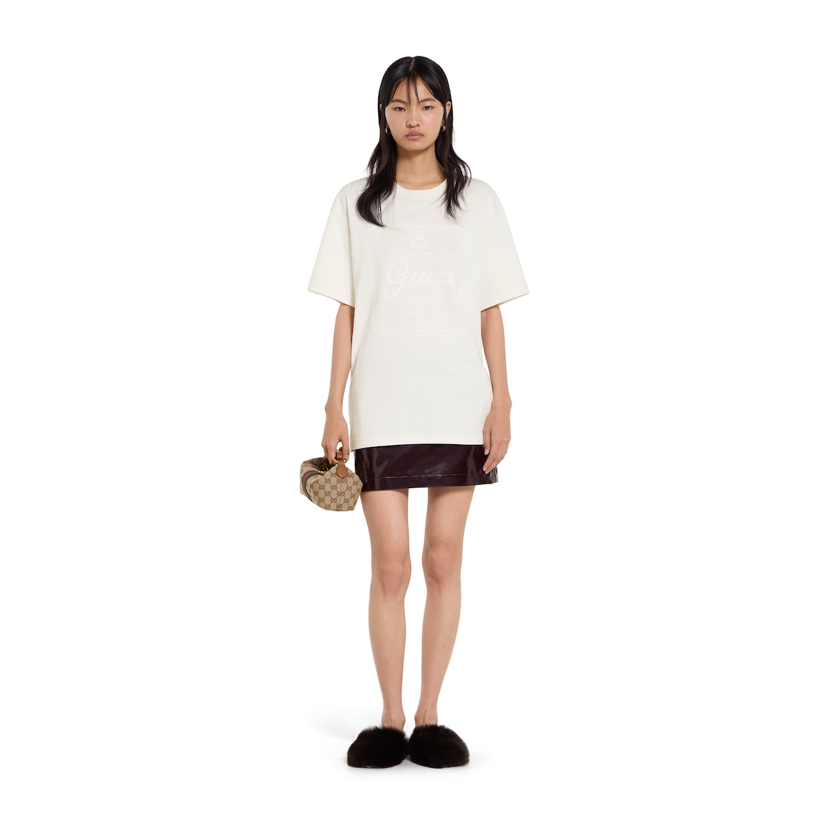 Soft cotton jersey T-shirt with print in ivory | GUCCI® US