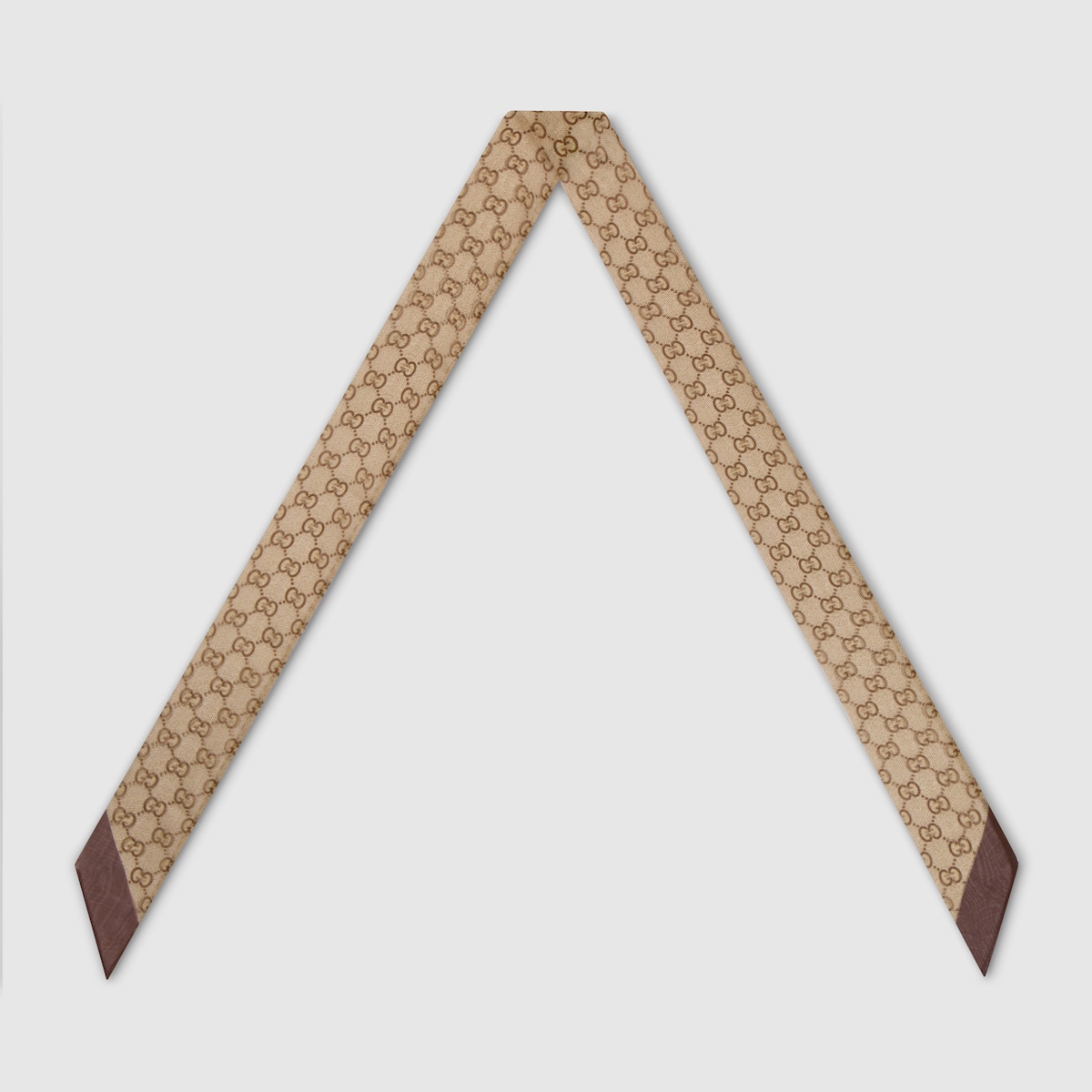 Printed silk chiffon ribbon in brown and light brown - thumbnail 4