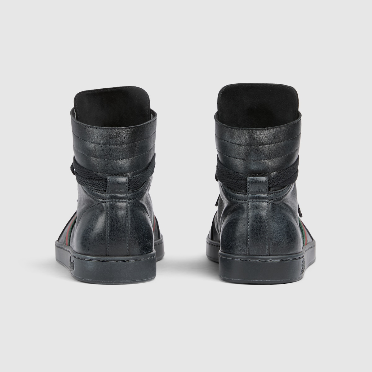 Men's Stretch high-top sneaker in black leather - thumbnail 6