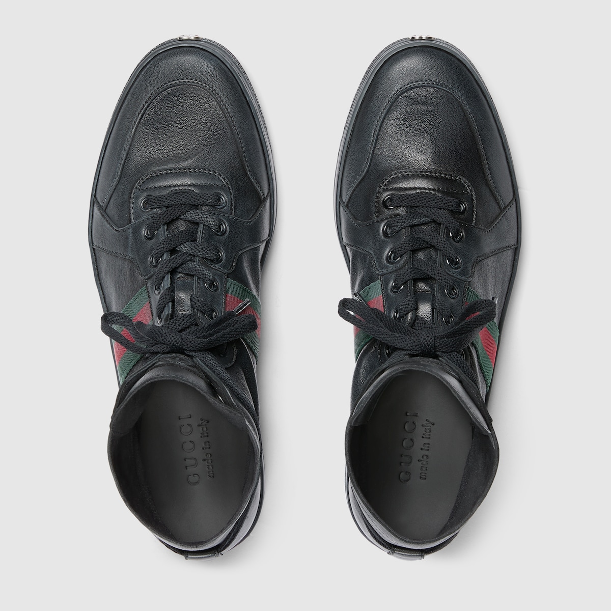 Men's Stretch high-top sneaker in black leather - thumbnail 3