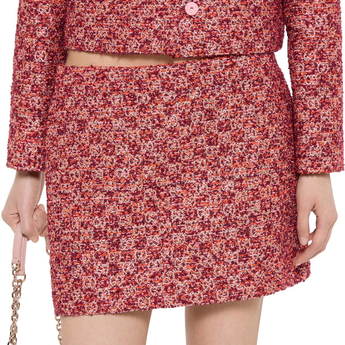 GG tweed skirt in orange and red | GUCCI® US 