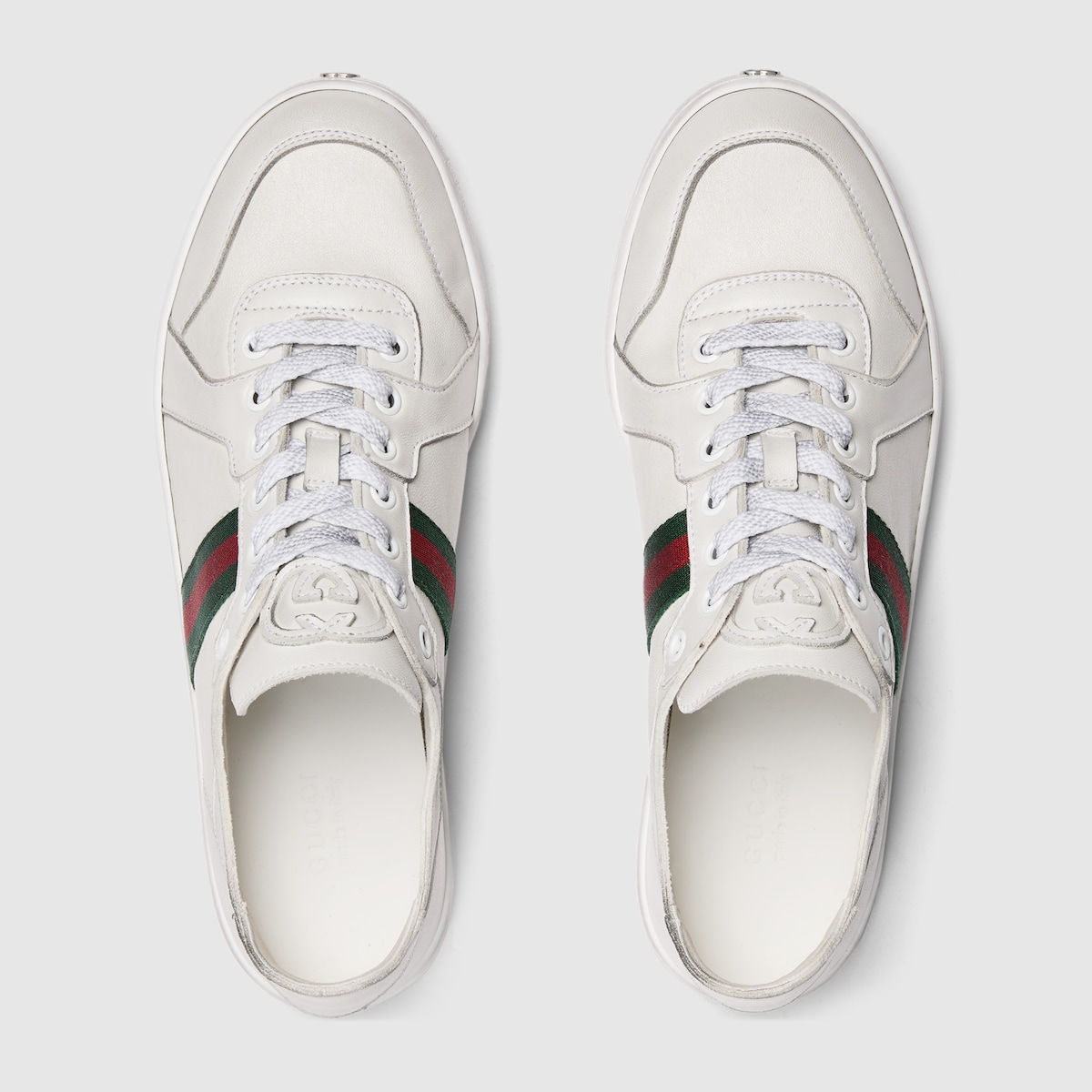 Women's Stretch low-top sneaker in white leather | GUCCI® US