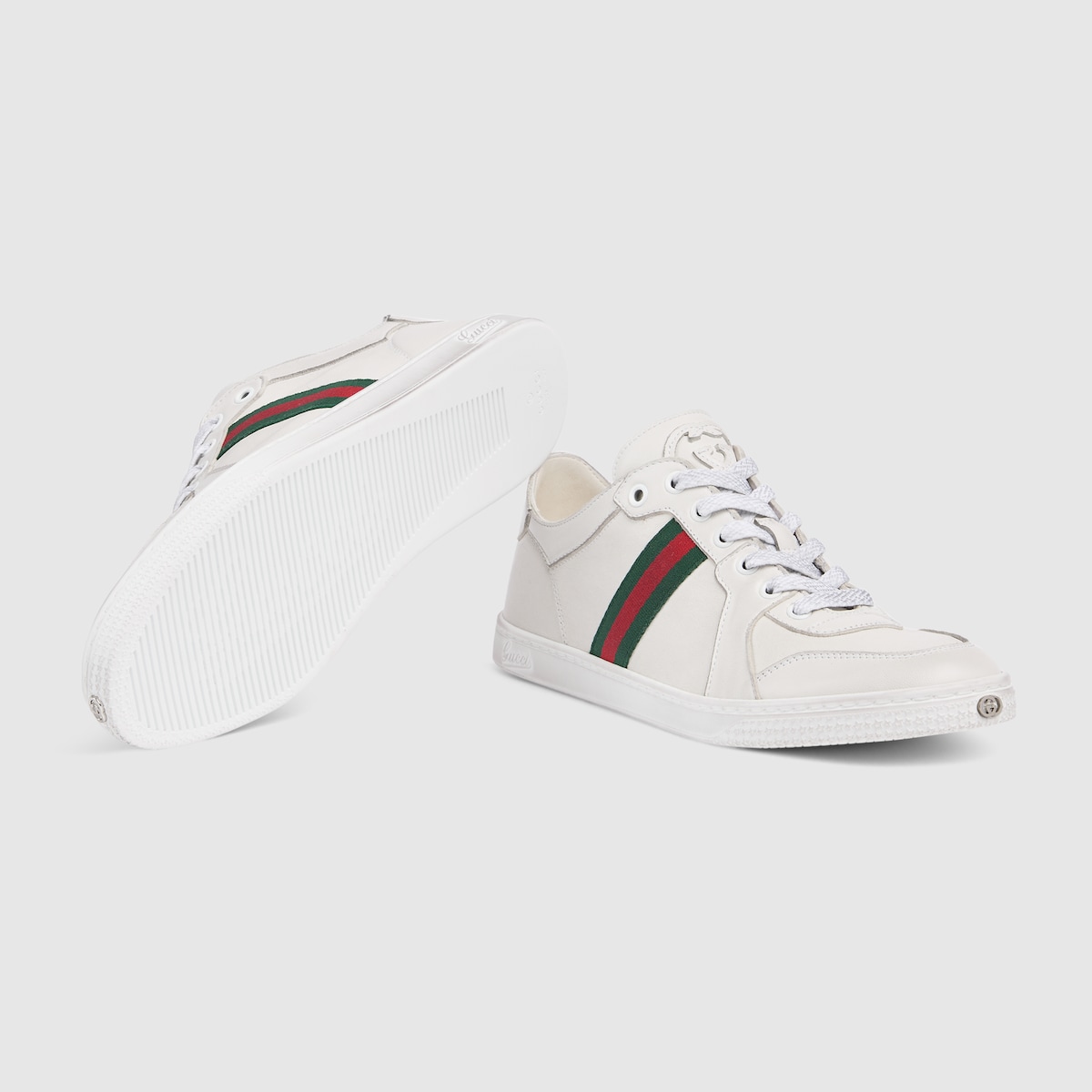 Women's Stretch low-top sneaker in white leather | GUCCI® US