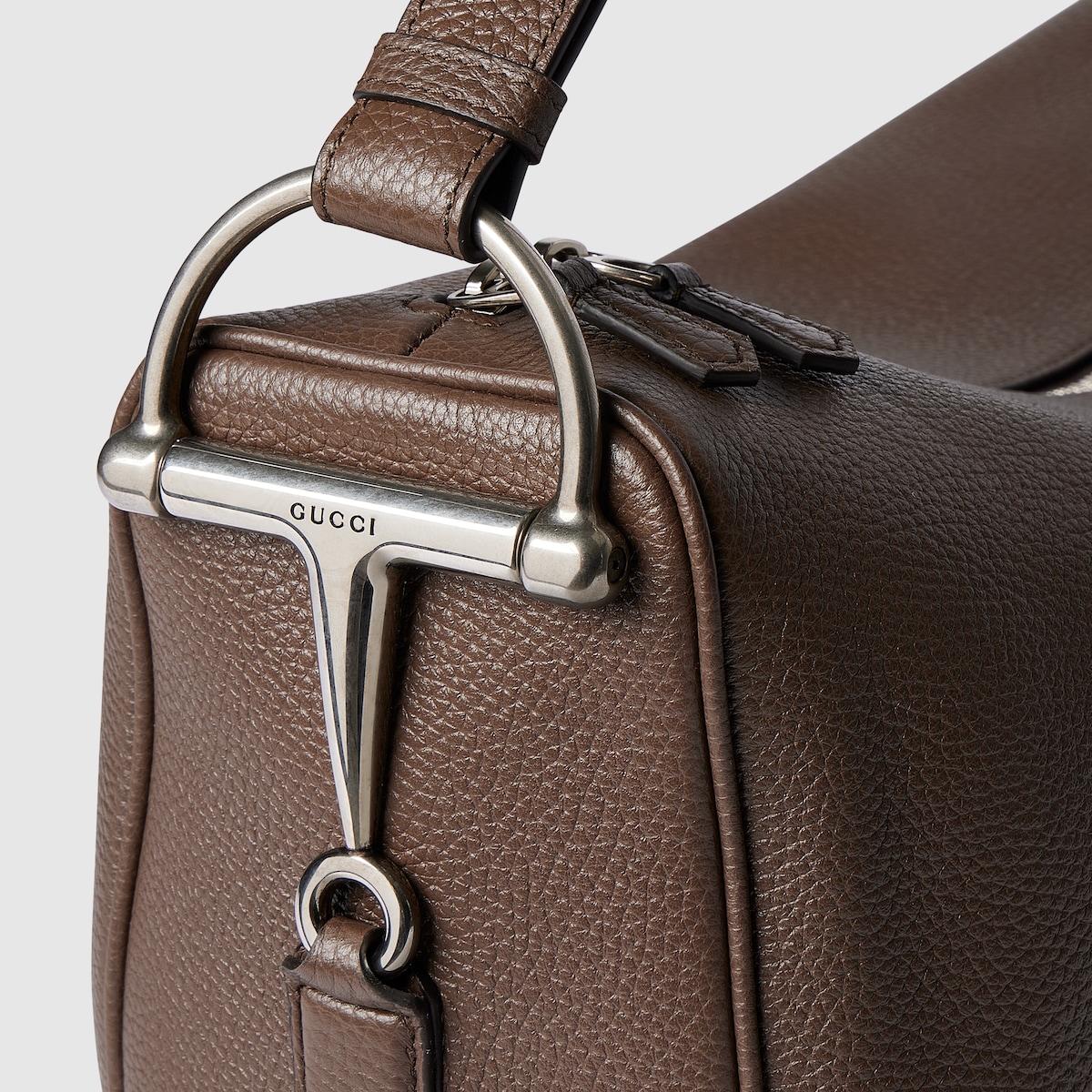 Gucci Half Horsebit crossbody bag in brown soft grainy leather | GUCCI® AE