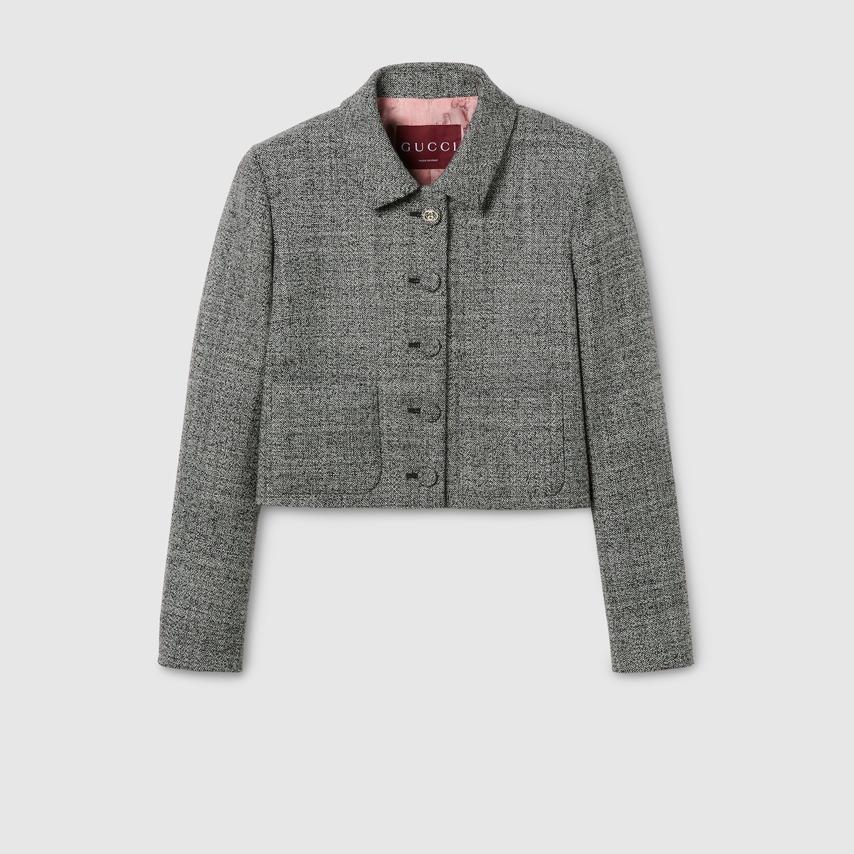 Wool grisaille jacket in black and white | GUCCI® US