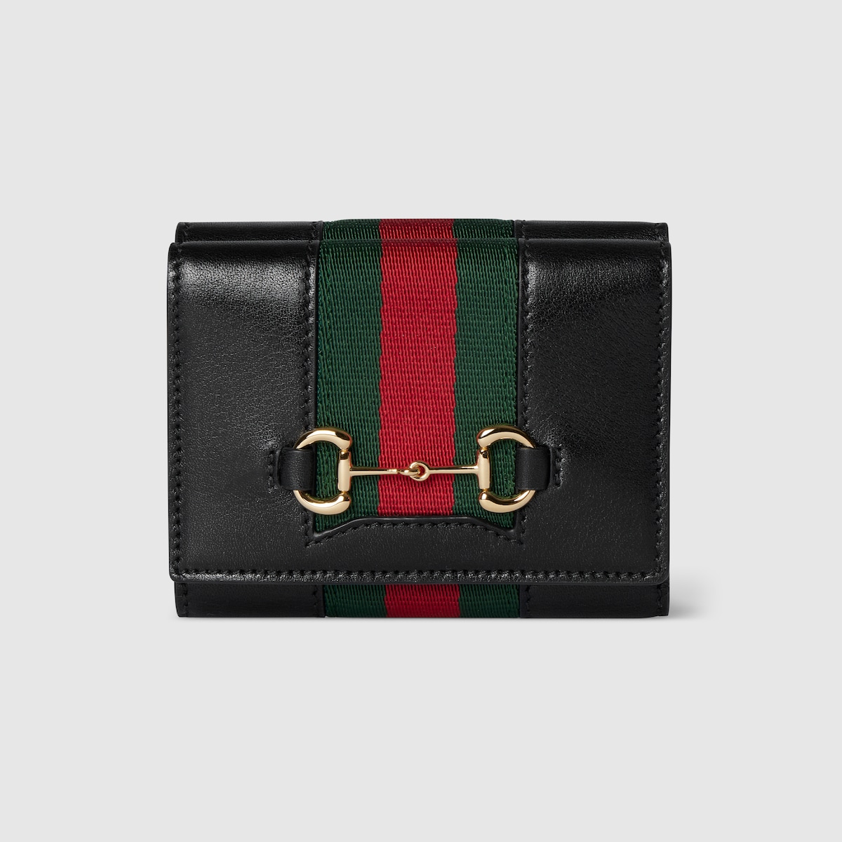 グッチ ホースビット〕ウェブ スモール 三つ折りウォレット ・ブラック