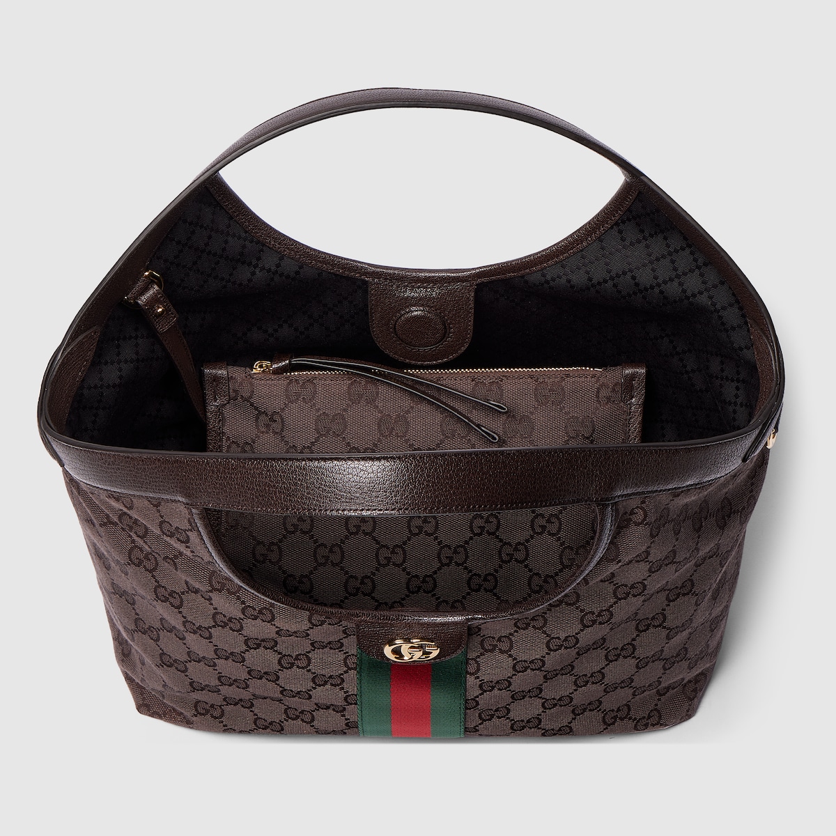 Gucci Giglio small tote bag in dark brown GG canvas - thumbnail 4