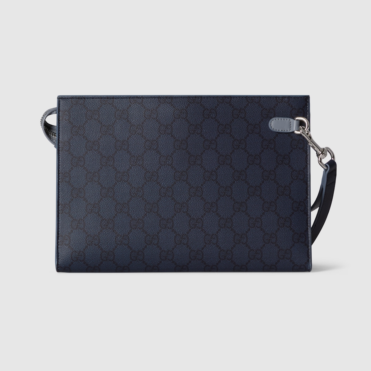 Dusty blue trim medium pouch in dark blue GG Supreme - thumbnail 5