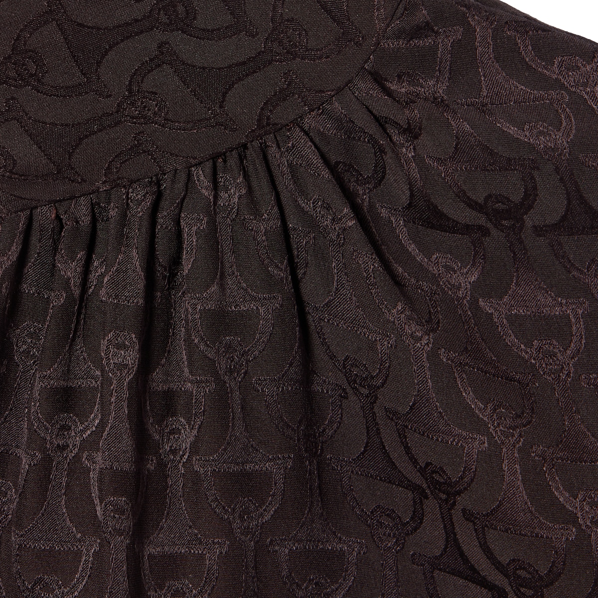 Horsebit silk jacquard dress in dark brown