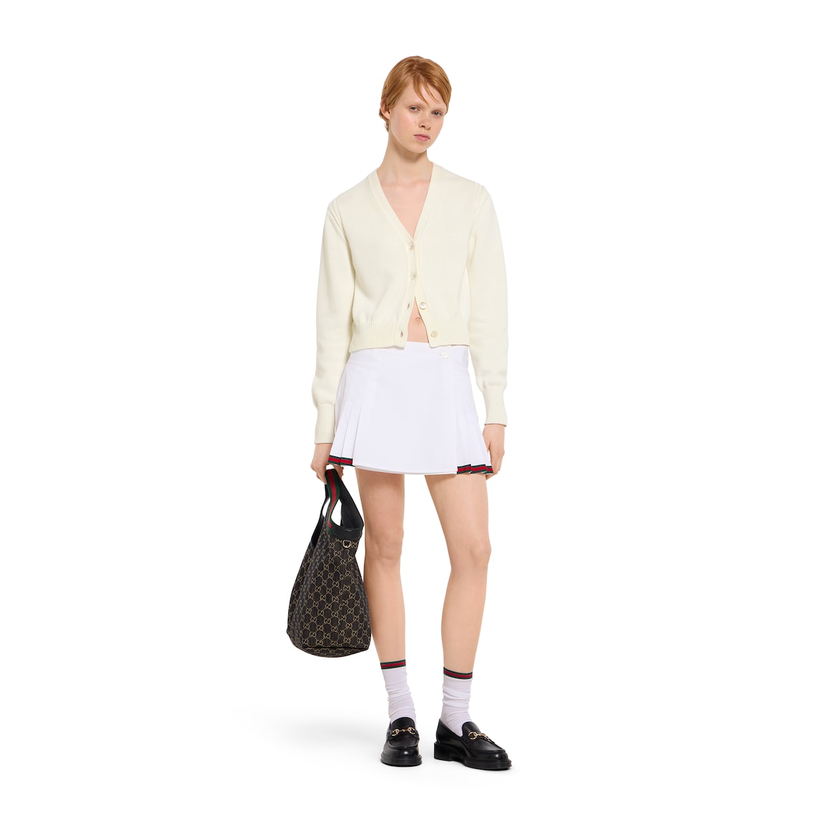 Cotton cardigan with embroidery in white - thumbnail 5