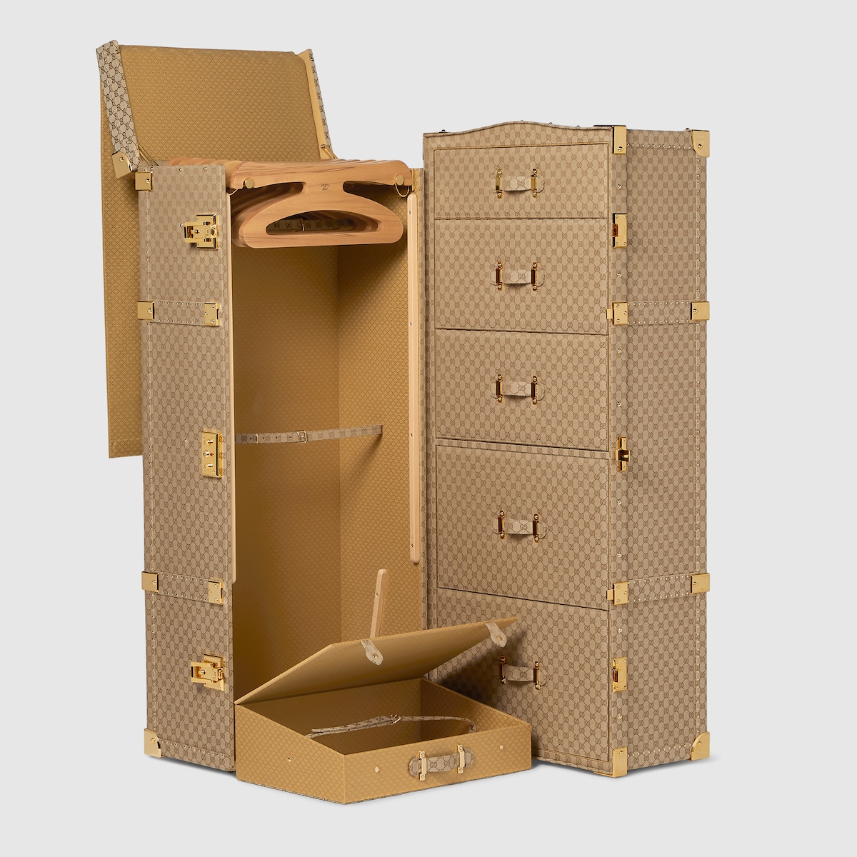 L'Archetipo hard-sided trunk in sand and brown GG canvas - thumbnail 4