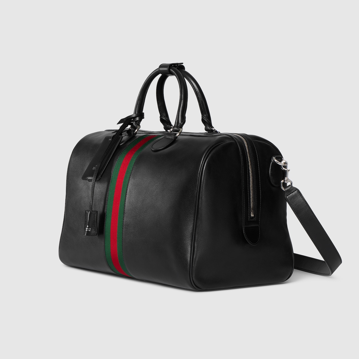 Web Trademark medium duffle bag in black leather - thumbnail 7