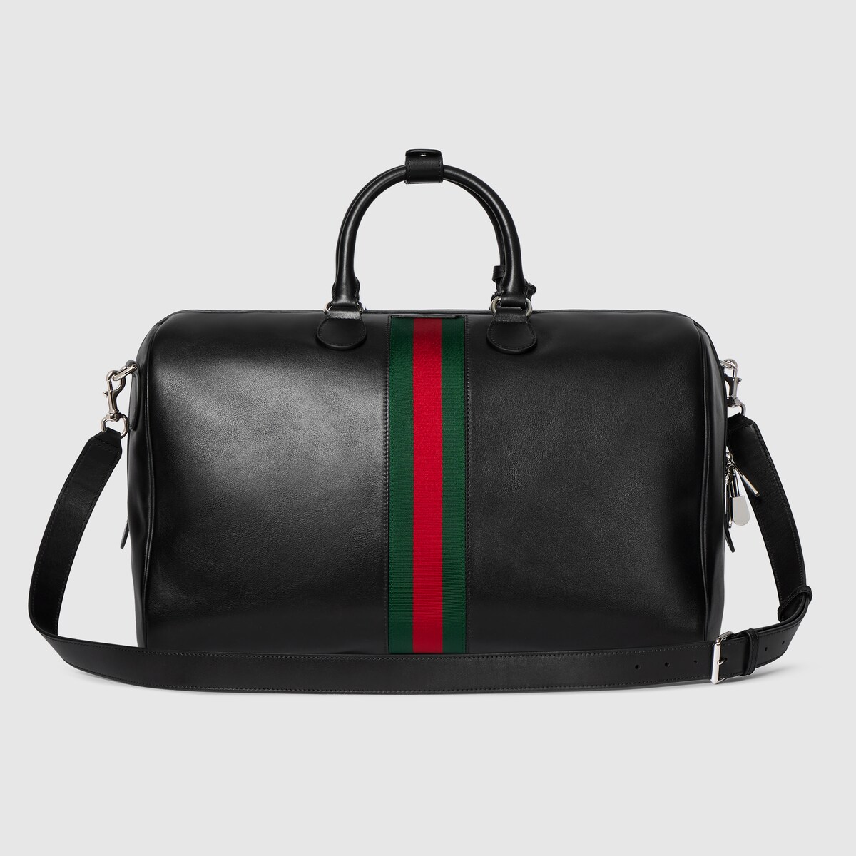 Web Trademark medium duffle bag in black leather - thumbnail 4