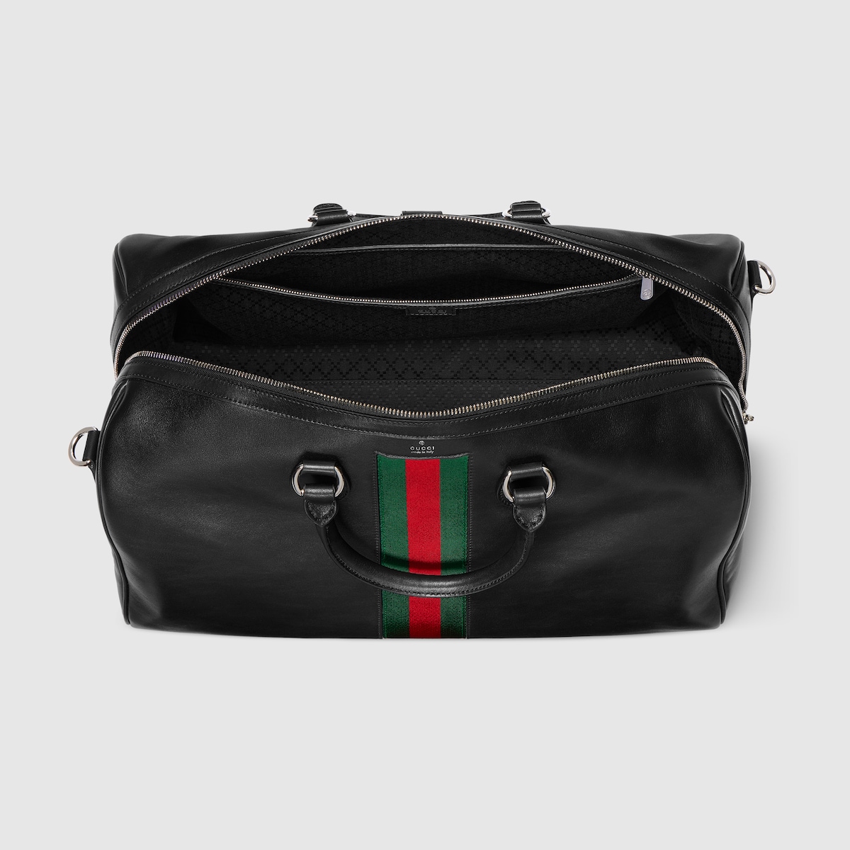 Web Trademark medium duffle bag in black leather - thumbnail 5