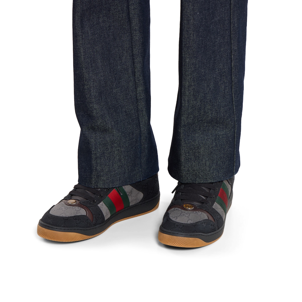 ✨美品✨グッチ　スクリーナー　GG キャンバススニーカー　8 2/1 スクリーナー〕メンズ スニーカー ・ブラック GGスプリーム キャンバス