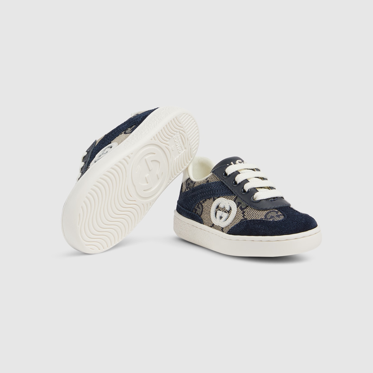 Toddler G74 sneaker in beige and blue GG canvas - thumbnail 3