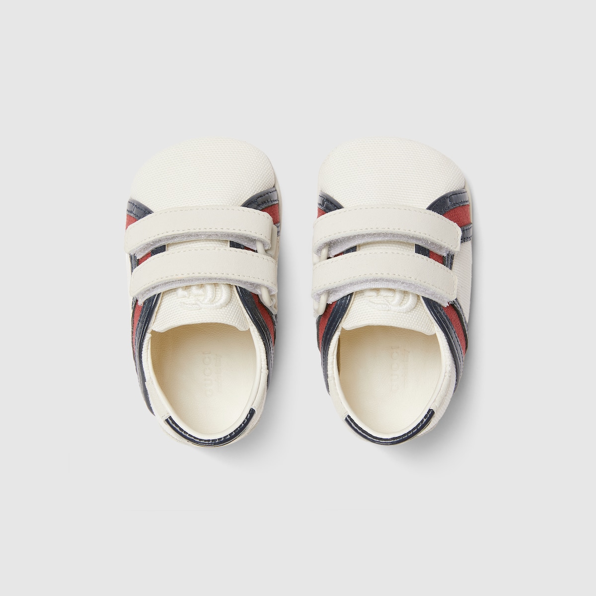 Baby sneakers with Web in white cotton canvas